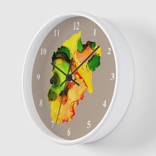 Abstrakte Kunstalkoholfarbe gelb Uhr (Winkel)
