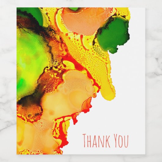 Abstrakte Kunstalkoholfarbe gelb Weinetikett (Einzelnes Label)