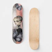 Abstrakte Kunstbedrückte Grunge Girl Mixed Media Skateboard (Vorderseite)