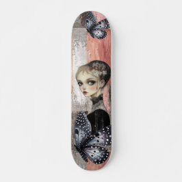 Abstrakte Kunstbedrückte Grunge Girl Mixed Media Skateboard