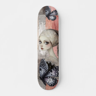Abstrakte Kunstbedrückte Grunge Girl Mixed Media Skateboard