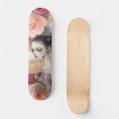 Abstrakte Kunstbedrückte Grunge Girl Mixed Media Skateboard (Vorderseite)