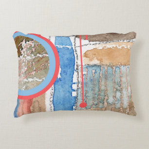 abstrakte Kunstcollage, Mischmedien und Watercolor Dekokissen