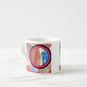 abstrakte Kunstcollage, Mischmedien und Watercolor Espressotasse