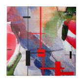 abstrakte Kunstcollage, Mischmedien und Watercolor Fliese (Vorderseite)