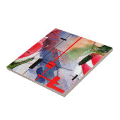 abstrakte Kunstcollage, Mischmedien und Watercolor Fliese (Seite)