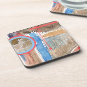 abstrakte Kunstcollage, Mischmedien und Watercolor Getränkeuntersetzer (Linke Seite)