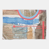 abstrakte Kunstcollage, Mischmedien und Watercolor Küchentuch (Horizontal)