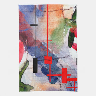 abstrakte Kunstcollage, Mischmedien und Watercolor Küchentuch