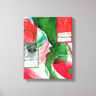 abstrakte Kunstcollage, Mischmedien und Watercolor Leinwanddruck