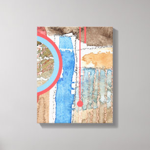 abstrakte Kunstcollage, Mischmedien und Watercolor Leinwanddruck