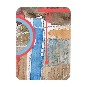 abstrakte Kunstcollage, Mischmedien und Watercolor Magnet