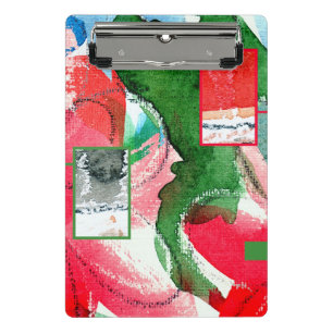 abstrakte Kunstcollage, Mischmedien und Watercolor Mini Klemmbrett