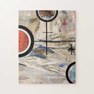abstrakte Kunstcollage, Mischmedien und Watercolor Puzzle