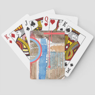 abstrakte Kunstcollage, Mischmedien und Watercolor Spielkarten