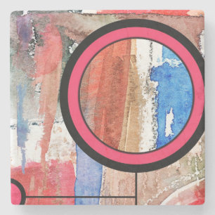 abstrakte Kunstcollage, Mischmedien und Watercolor Steinuntersetzer