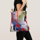 abstrakte Kunstcollage, Mischmedien und Watercolor Tasche (Von Nahem)