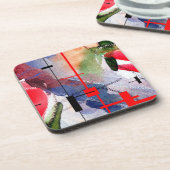 abstrakte Kunstcollage, Mischmedien und Watercolor Untersetzer (Linke Seite)