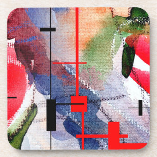 abstrakte Kunstcollage, Mischmedien und Watercolor Untersetzer