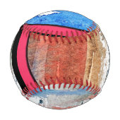 abstrakte Kunstcollage, Mixed Media und Aquarell 4 Baseball (Rückseite)