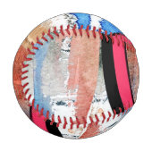 abstrakte Kunstcollage, Mixed Media und Aquarell 4 Baseball (Vorderseite Links)
