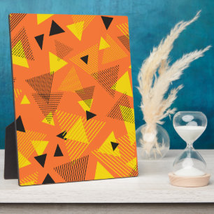 Abstrakte Kunstdreiecke Orange Gelb Schwarz Fotoplatte