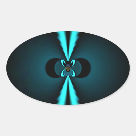 Abstrakte Kunstdrucke aus Cycland und Schwarz Ovaler Aufkleber (Vorderseite)