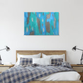 Abstrakte Kunstdrucke in Blau, Grün und Grau Leinwanddruck (Insitu (Schlafzimmer))
