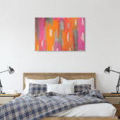 Abstrakte Kunstdrucke in Rosa, Orange und Grau Leinwanddruck (Insitu (Schlafzimmer))