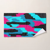 Abstrakte Kunstdrucke in Rosa, Schwarz und Blau Badhandtuch Set (Handtuch)