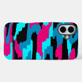 Abstrakte Kunstdrucke in Rosa, Schwarz und Blau Case-Mate iPhone Hülle (Rückseite (Horizontal))