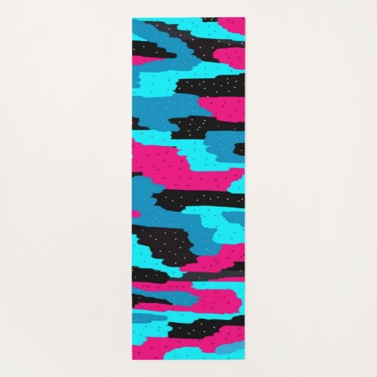 Abstrakte Kunstdrucke in Rosa, Schwarz und Blau Yogamatte (Rückseite)