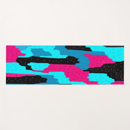 Abstrakte Kunstdrucke in Rosa, Schwarz und Blau Yogamatte (Vorderseite (Horizontal))
