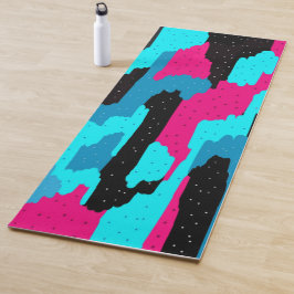 Abstrakte Kunstdrucke in Rosa, Schwarz und Blau Yogamatte