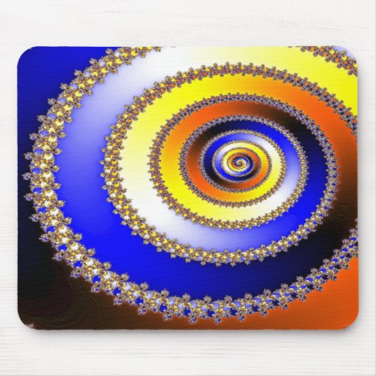 Abstrakte Künste - gewundenes blaues Gelb Mousepad (Vorne)