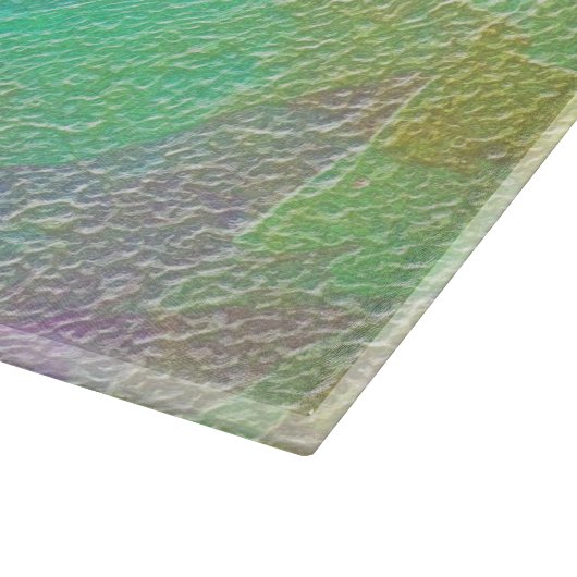Abstrakte Kunstfarben Texturglas Schneidebrett (Ecke)