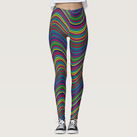 Abstrakte Kunstfarbendekoration von Wavy Lines Leggings (Vorderseite)