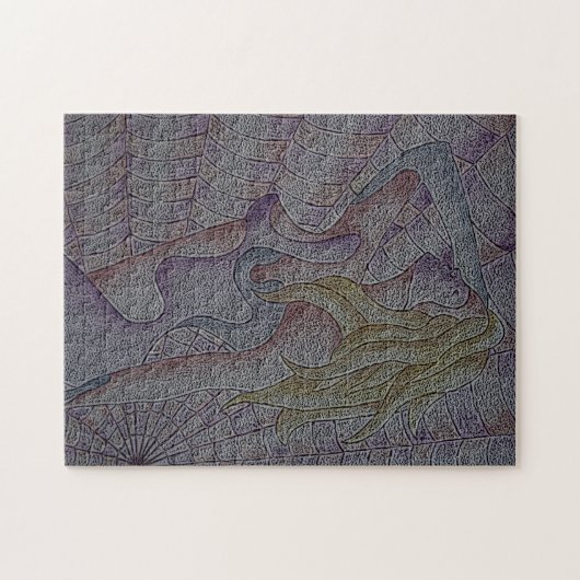 abstrakte kunstfarbene rosa mit einzigartigem Retr Puzzle (Horizontal)