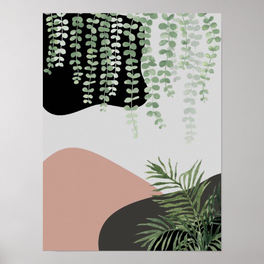 Abstrakte Kunstflora Minimalistisch Mitte des Jahr Poster (Vorne)