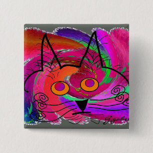 Abstrakte Kunstgeschenke der Katzen-Liebhaber Button