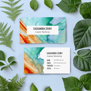 Abstrakte Kunsthandwerk Pinselstriche Aquamarin ro Visitenkarte