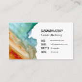Abstrakte Kunsthandwerk Pinselstriche Aquamarin ro Visitenkarte (Rückseite)