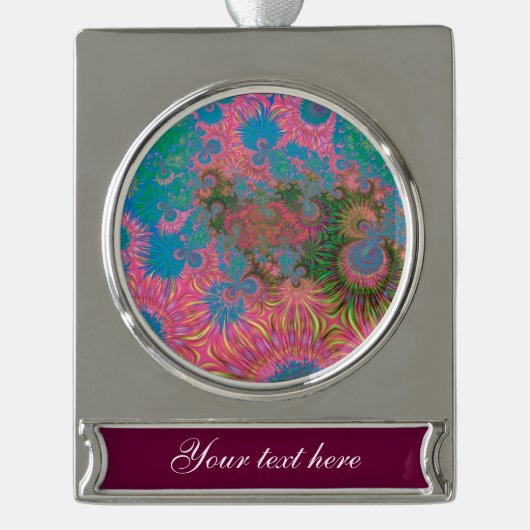 Abstrakte Kunstkorallen Banner-Ornament Silber (Vorderseite)