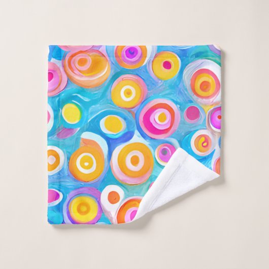 Abstrakte Kunstkreise heißen leuchtende Farben Spa Badhandtuch Set (Waschlappen)