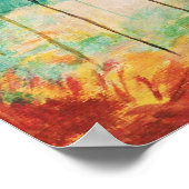 Abstrakte Kunstlandschaft Bäume Malerei, Aquamarin Poster (Ecke)