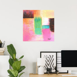 Abstrakte Kunstlandschaft Malerei Rosa Braun Orang Poster
