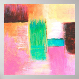 Abstrakte Kunstlandschaft Malerei Rosa Braun Orang Poster