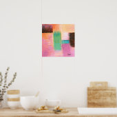 Abstrakte Kunstlandschaft Malerei Rosa Braun Orang Poster (Küche)