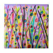 abstrakte Kunstlandschaft mit Aquarellfarben Fliese (Vorderseite)