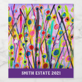 abstrakte Kunstlandschaft mit Aquarellfarben Weinetikett (Einzelnes Label)